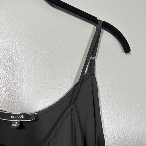 Be Cool Women's Black Faux Wrap Minimalist Tank Top - Size Medium - Spaghetti - Picture 2 of 7